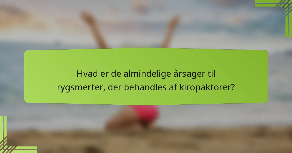 Hvad er de almindelige årsager til rygsmerter, der behandles af kiropaktorer?