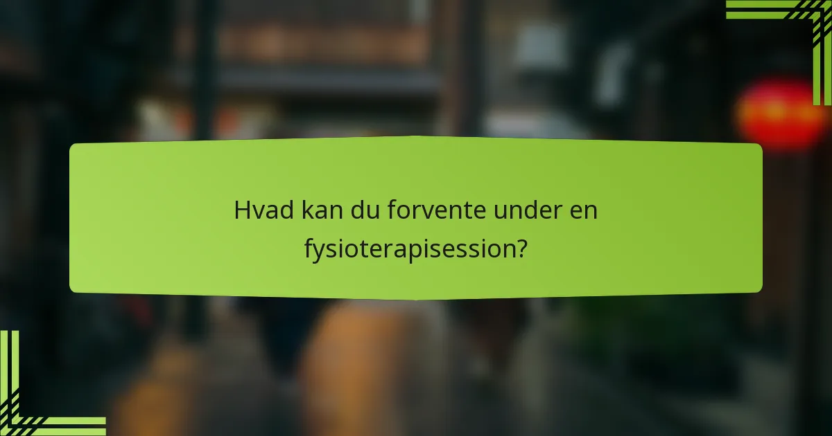 Hvad kan du forvente under en fysioterapisession?