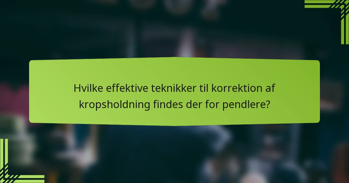 Hvilke effektive teknikker til korrektion af kropsholdning findes der for pendlere?