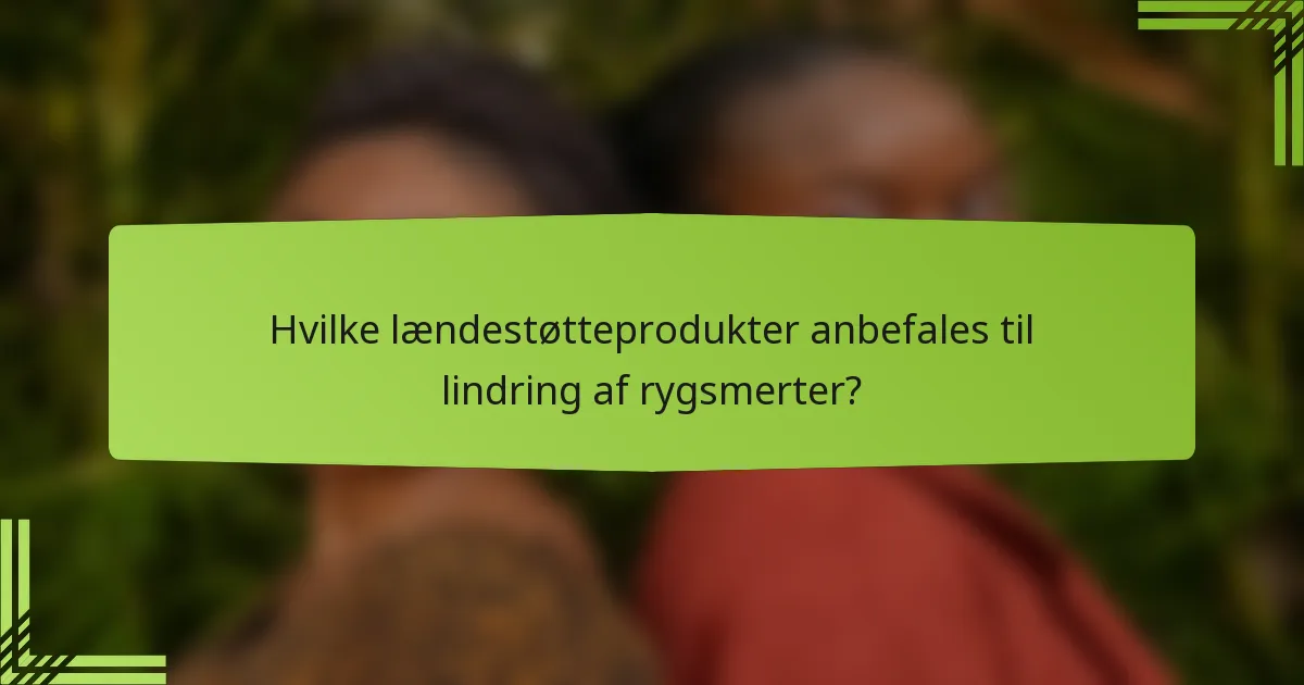 Hvilke lændestøtteprodukter anbefales til lindring af rygsmerter?