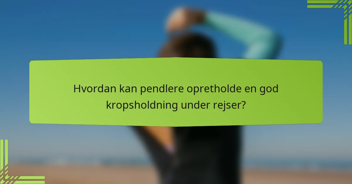 Hvordan kan pendlere opretholde en god kropsholdning under rejser?