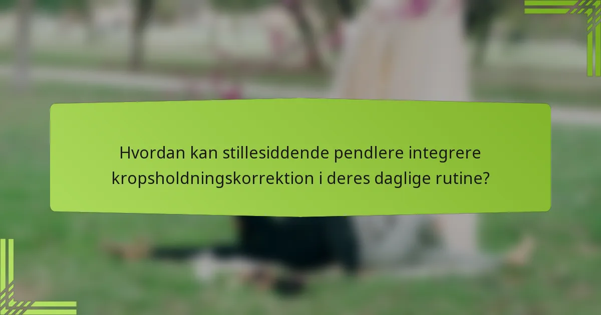 Hvordan kan stillesiddende pendlere integrere kropsholdningskorrektion i deres daglige rutine?