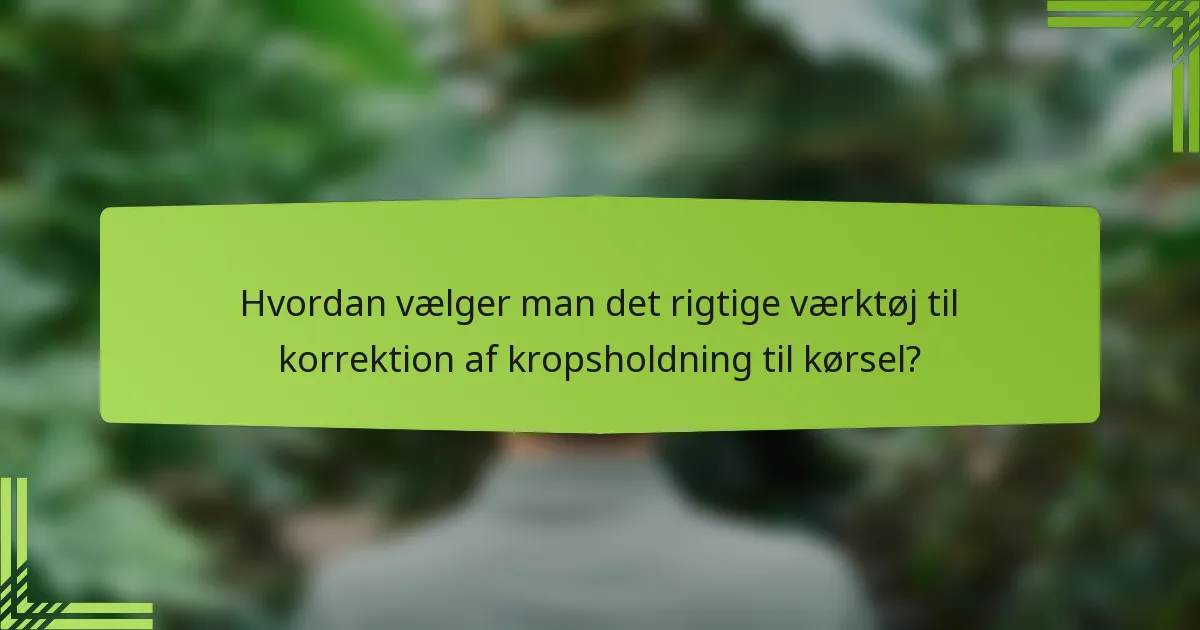 Hvordan vælger man det rigtige værktøj til korrektion af kropsholdning til kørsel?